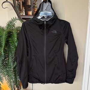 The North Face Black Hooded Rain Jacket Breathable Dryvent Zip Up Windbreaker